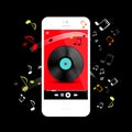 Music Playlist Symbol - Music Player on White Smartphone