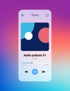 Music podcast player app template interface. Audio mobile podcast music player background vector design.