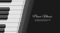 Music poster with 3d keyboard of piano, black and white cover template