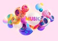 Music poster design with 3D colorful speaker. Royalty Free Stock Photo