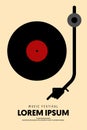 Music poster design template background with phonograph record vintage retro style Royalty Free Stock Photo