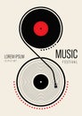 Music poster design template background with vinyl record vintage retro style Royalty Free Stock Photo