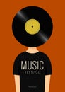 Music poster design template background with vinyl record vintage retro style Royalty Free Stock Photo