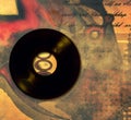 Music poster with old vinyl records Royalty Free Stock Photo