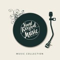 Music poster with vinyl record and player Royalty Free Stock Photo