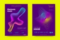 Music Posters with Wave Lines and Distortion.