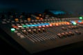 Large Music Mixer desk in recording studio. Closeup Royalty Free Stock Photo