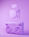 Music Purple Pink Lavender Boombox Turntable Cassette Tape Retro Technology