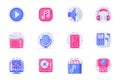 Music and radio station concept web flat color icons