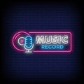 Music Record Neon Signs Style Text Vector Royalty Free Stock Photo