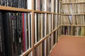 11 feb 2006 Music record shop interior with racks full of vintage vinyl records Royalty Free Stock Photo