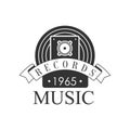 Music Record Studio Black And White Logo Template With Sound Recording Retro Speaker Royalty Free Stock Photo