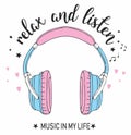 music relax and listen t shirt print vector art