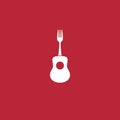 music restaurant logo design, guitar with fork logo design concept