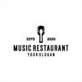 Music restaurant vector logo design guitar vintage art Royalty Free Stock Photo