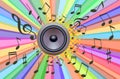 Music Retro Speaker with Ray Light background