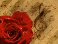 Music rose red background Royalty Free Stock Photo