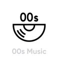 Music 00s Vinyl icon. Editable line vector.