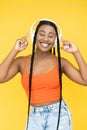 music satisfaction audio playlist woman headphones