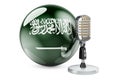 Music of Saudi Arabia concept. Retro microphone with Saudi Arabian flag. 3D rendering