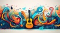 Music, school, education, hobby, leisure concept. Abstract creative background with musical tools and symbols Royalty Free Stock Photo