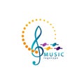Music school logo vector illustration design, disco, vocal course, composer, singer vector logo