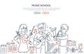 Music school - modern line design style vector banner