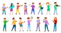 Music school people icons set, cartoon style