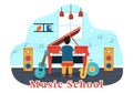 Music School Vector Illustration with Playing Various Musical Instruments, Learning Education Musicians and Singers Royalty Free Stock Photo