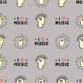 Music seamless pattern Punk Mohawk Rock Grunge style Royalty Free Stock Photo