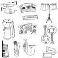 Music set object doodles Royalty Free Stock Photo