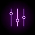 music settings neon icon. Elements of music set. Simple icon for websites, web design, mobile app, info graphics