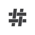 music sharp sign, hashtag icon , solid logo illustration,