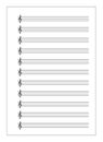 A4 music sheet with note stave with treble clef on white Royalty Free Stock Photo