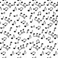 Music sheet paper doodle seamless pattern