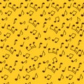 Music sheet paper doodle seamless pattern