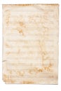 Music sheet paper isolated over white background. Royalty Free Stock Photo