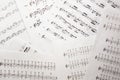 Music sheets background with notes Royalty Free Stock Photo