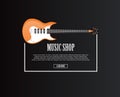 Music shop banner with orange acoustic guitar