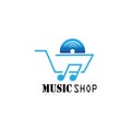 Music shop logo illustration trolley design template Royalty Free Stock Photo