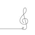 Music sign continuous one line drawing of G key symbol minimalism design