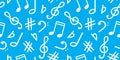 Music signs seamless pattern, accidental, note symbols background. Hand drawn doodle style vector graphics Royalty Free Stock Photo
