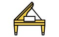 Music, simple grand piano icon (pianist