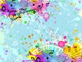 Music and snowflakes abstraction. Christmas Concer background . Vector illustration Royalty Free Stock Photo