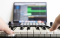 Music song arranger is working in his studio Royalty Free Stock Photo