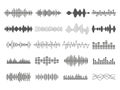 Music sound. Audio equalizer. Radio soundwave. Voice frequency. Waveform icons. DJ mixer. Musical beat charts set