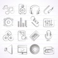 Music, sound and audio icons Royalty Free Stock Photo