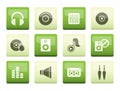 Music and sound icons over green background Royalty Free Stock Photo