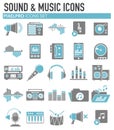 Music and sound icons set on white background for graphic and web design, Modern simple vector sign. Internet concept. Trendy