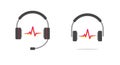 Music sound logo for radio dj icon vector, headset headphone with microphone listen audio talk wave, podcast or help support